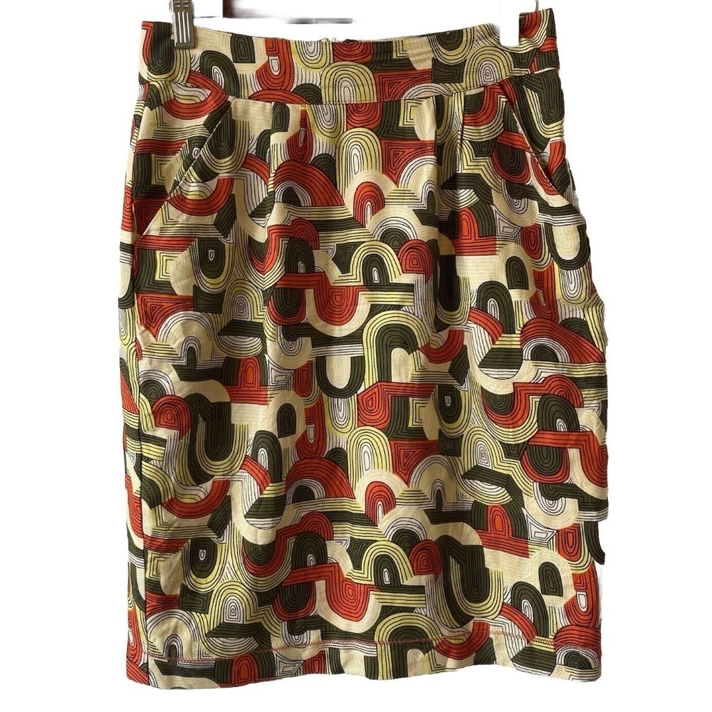 Mon Petit Oiseau multi-Color Silk Skirt Size Small Mod Pencil